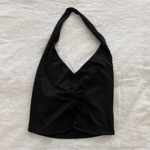 Adika Black Ruched Halter Crop Top